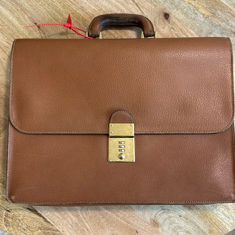 $3200 Gucci Leather Briefcase